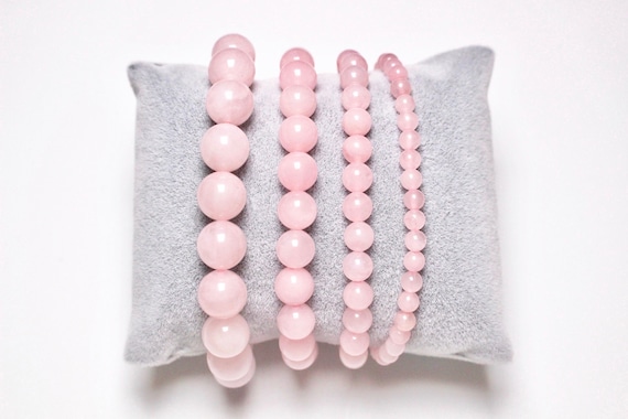 Bracelet Quartz rose en perles naturelle 4/6/8/10 mm 18-19 cm pierre semi-précieuse lisse et ronde bijoux pierre naturelle