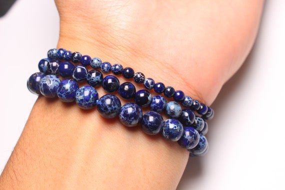 STONE BEAD BRACELET 8 MM NAVY BLUE STONE BEAD BRACELET 8 MM NAVY BLUE