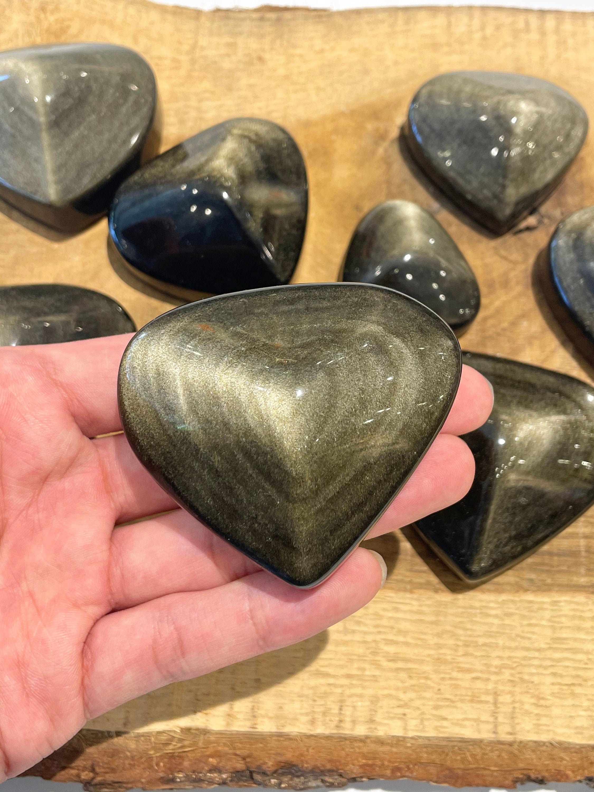 Golden obsidian heart - Etsy 日本