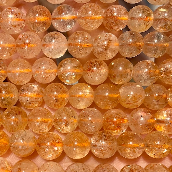 AAA Perle Pierre de Soleil 63 perles naturelles en 6mm 8mm(48) 10mm(38) 12mm(32) pierre naturelle ronde lisse semi précieuse
