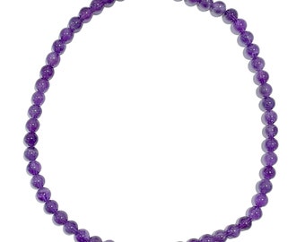 Amethyst Necklace Natural Stone 4mm 6mm 8mm 10mm Round Smooth Semi-Precious