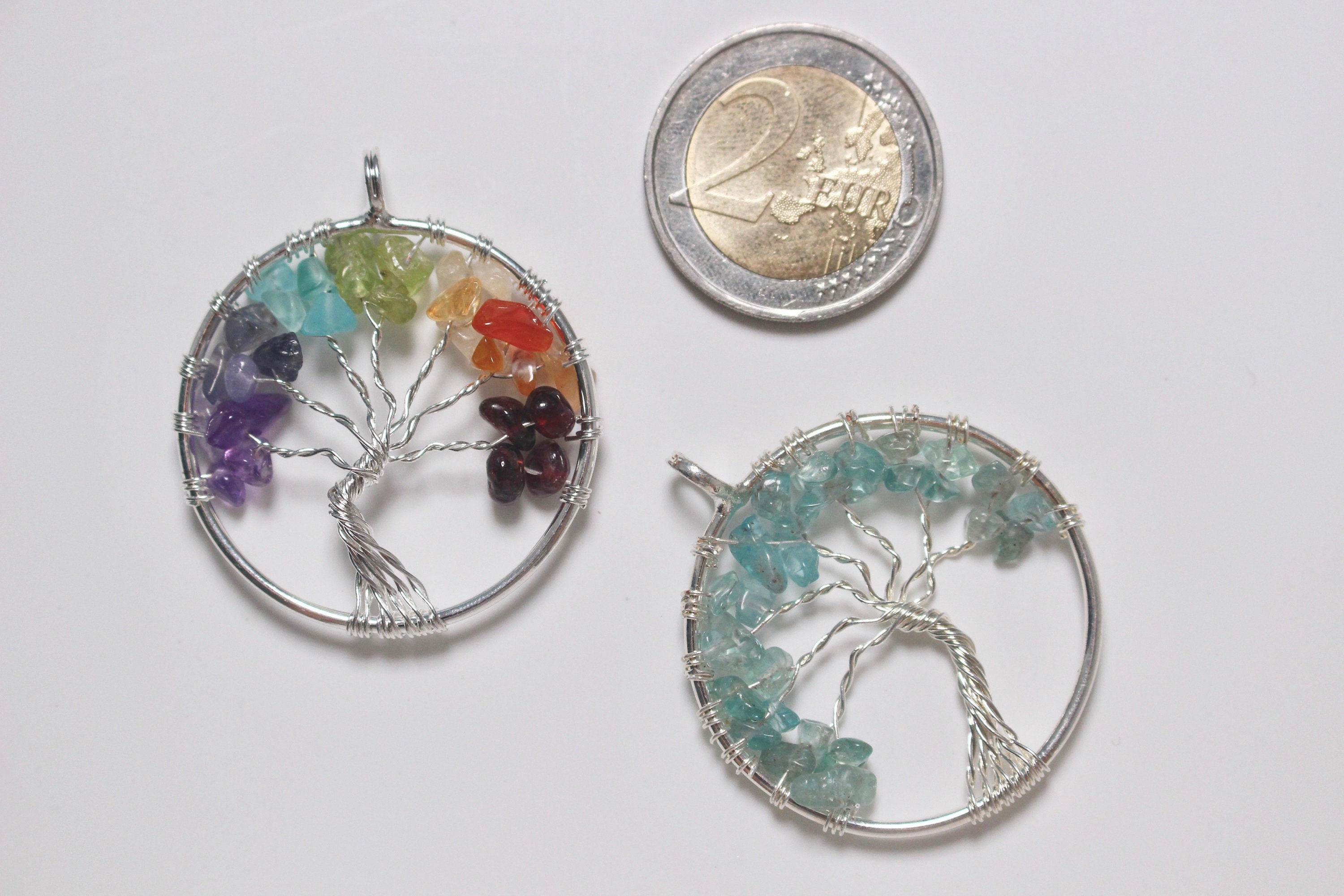 Pendentif Arbre de Vie 7 Chakras - Vibrations Cristallines