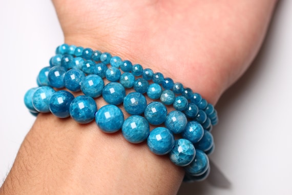 Bracelet en Apatite Bleue. Bijoux en pierres naturelles. Lithothérapie