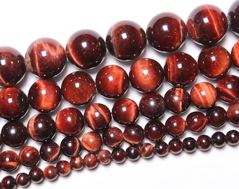 Fil De Perles En Pierre Oeil De Tigre – 46 Perles 8mm, Longueur 39cm