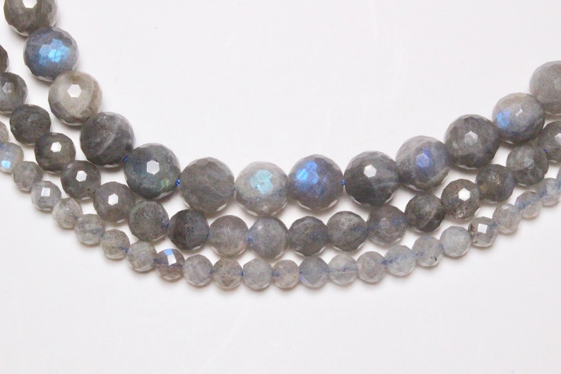 x 1 blue Labradorite thread 100 natural faceted beads in 4mm 6mm65 8mm48 semi-precious round faceted natural stone image 1