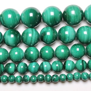 Perle Malachite Véritable 90 perles naturelle en 4mm 6mm63 8mm48 10mm38 12mm32 pierre naturelle ronde lisse semi-précieuse zdjęcie 1