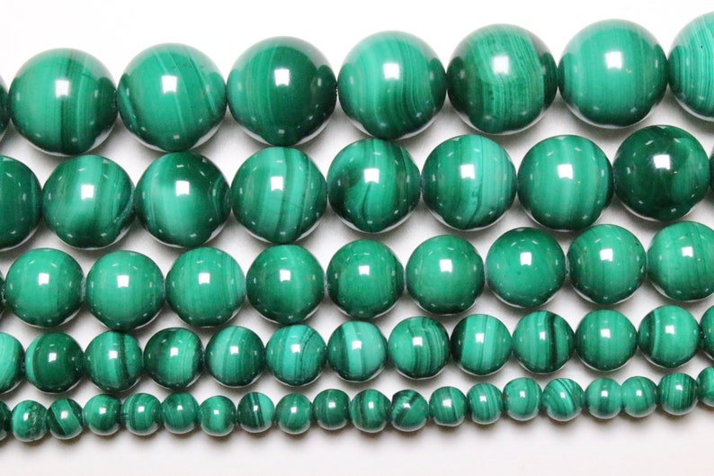 Perle Malachite Véritable 90 perles naturelle en 4mm 6mm63 8mm48 10mm38 12mm32 pierre naturelle ronde lisse semi-précieuse zdjęcie 1