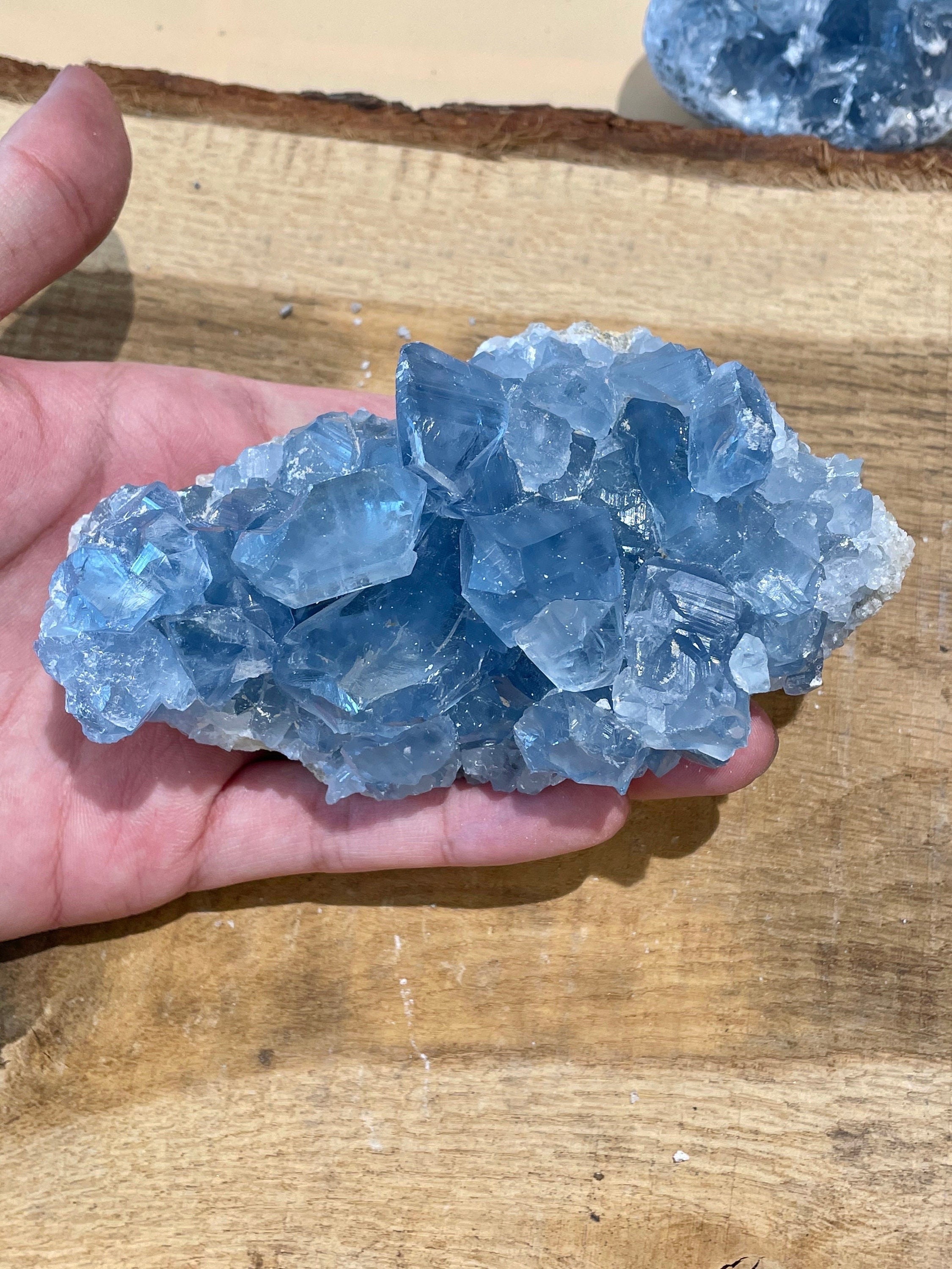 Géode Celestine 500-1500 Grammes Aaa , Druse Celestine Amas de Cristal en Pierre Naturelle Semi Préc