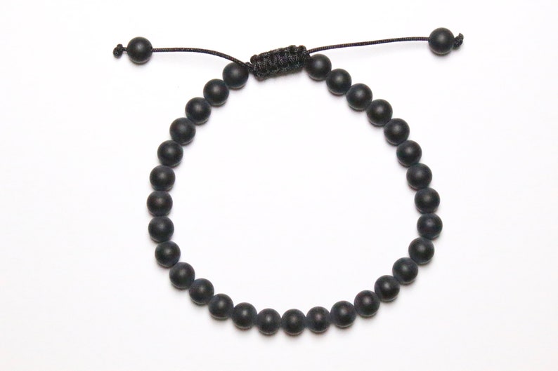 Bracelet Shamballa en onyx mat 6/8/10 mm, bracelet réglable shambala bracelet homme image 2