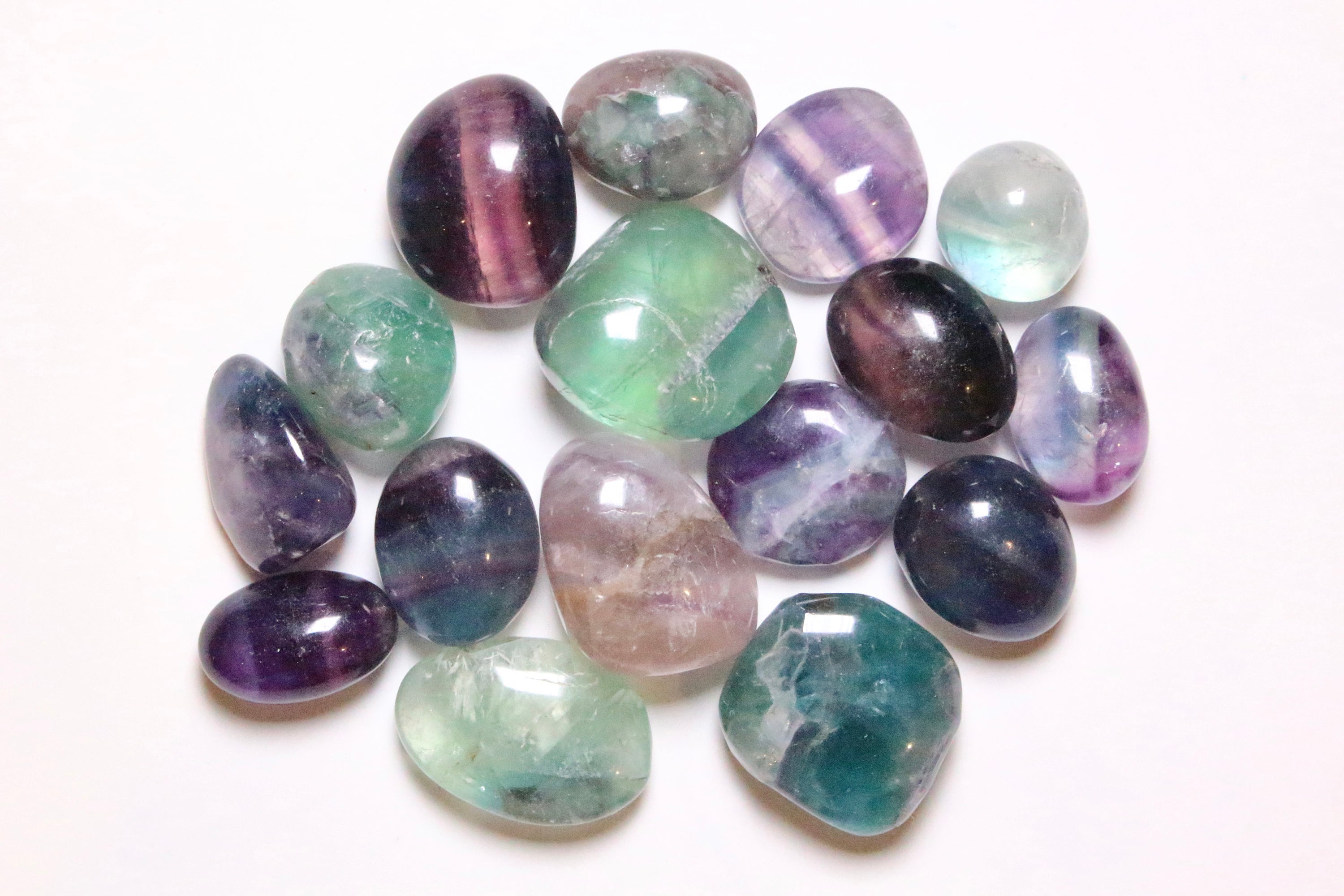 Pierre Roulée Fluorine Multicolore en Pierre Naturelle, Fluorine, Galet Fluorine
