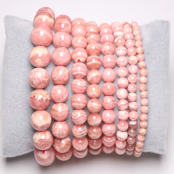 RARE Bracelet Rhodocrosite AAA en perles naturelle 4/5/6/7/8/9/10/12 mm18-19 cm pierre semi-précieuse lisse et ronde bijoux pierre naturelle