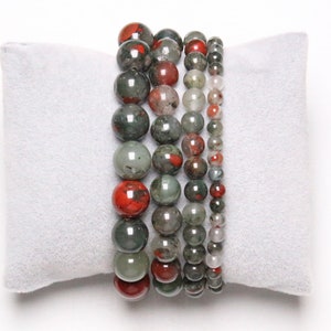Bracelet Jasper Heliotrope in natural pearls 4/6/8/10/12 mm 19 cm (Adjustable) semi-precious stone smooth and round