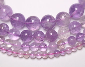 Perle Améthyste Lavande 90 perles naturelle en 4mm 6mm(63) 8mm(48) 10mm(38) 12mm(32) Grade AA pierre naturelle ronde lisse