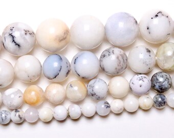 Perle Agate Dentritique 90 perles naturelle en 4mm 6mm(63) 8mm(48) 10mm(38) pierre naturelle ronde lisse semi-précieuse