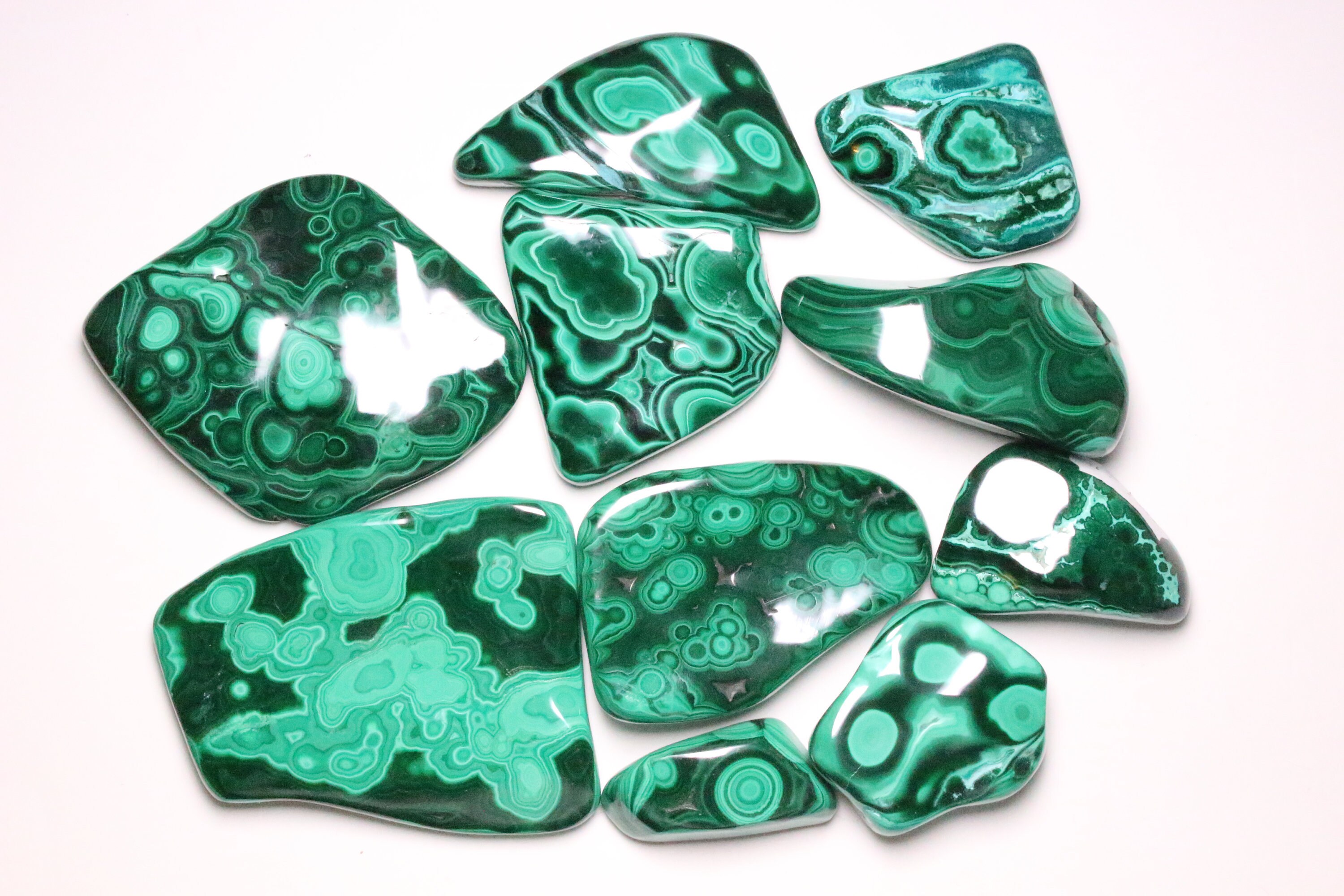 Malachite Polie 30-140G Aaa Pierre Naturelle, Cristal de Malachite, Malachite Palme Forme Libre, Mal