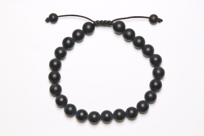 Bracelet Shamballa en onyx mat 6/8/10 mm, bracelet réglable shambala bracelet homme image 1