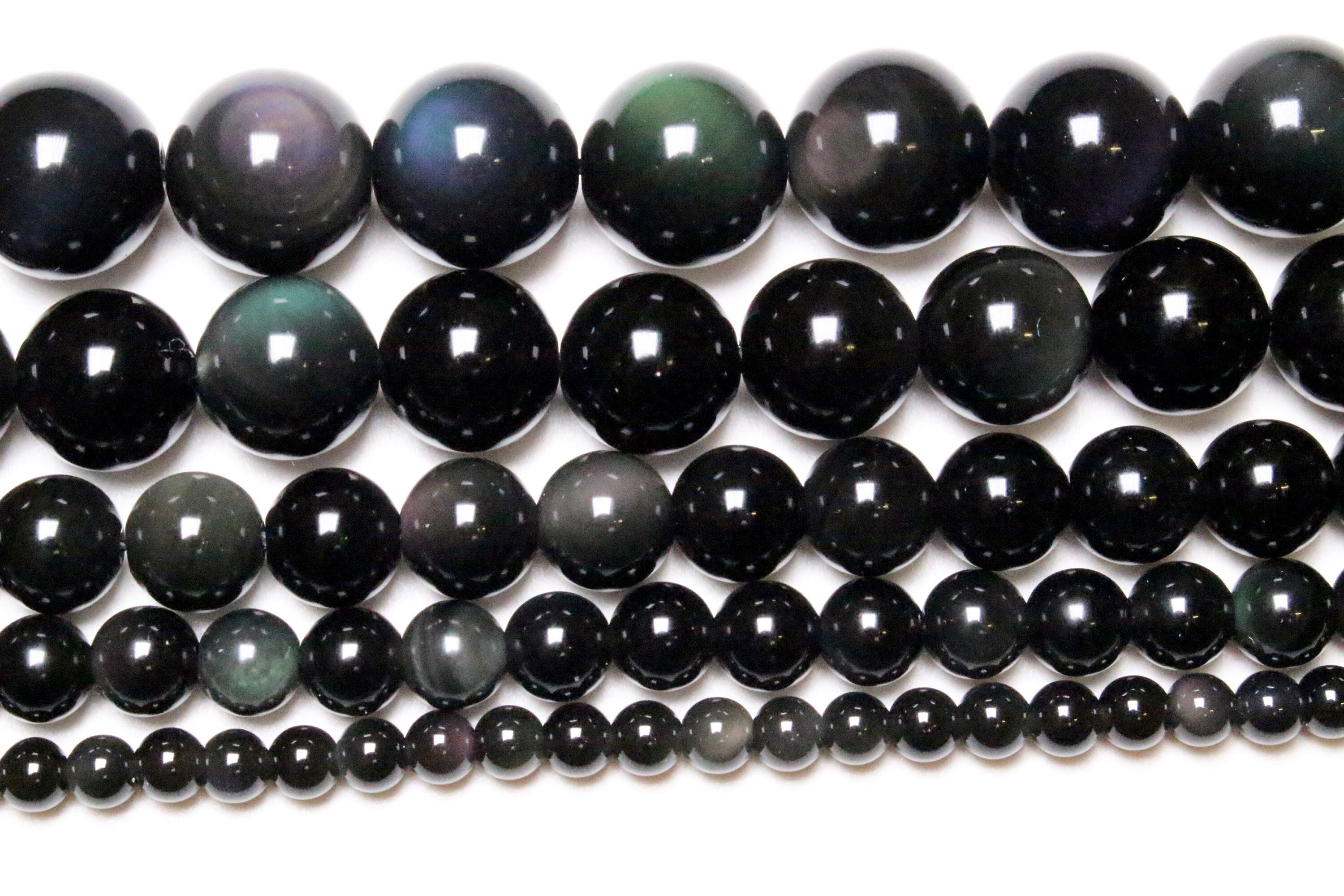 Celestial Eye Obsidian Bead 90 Natural Beads in 4mm 6mm63 photo