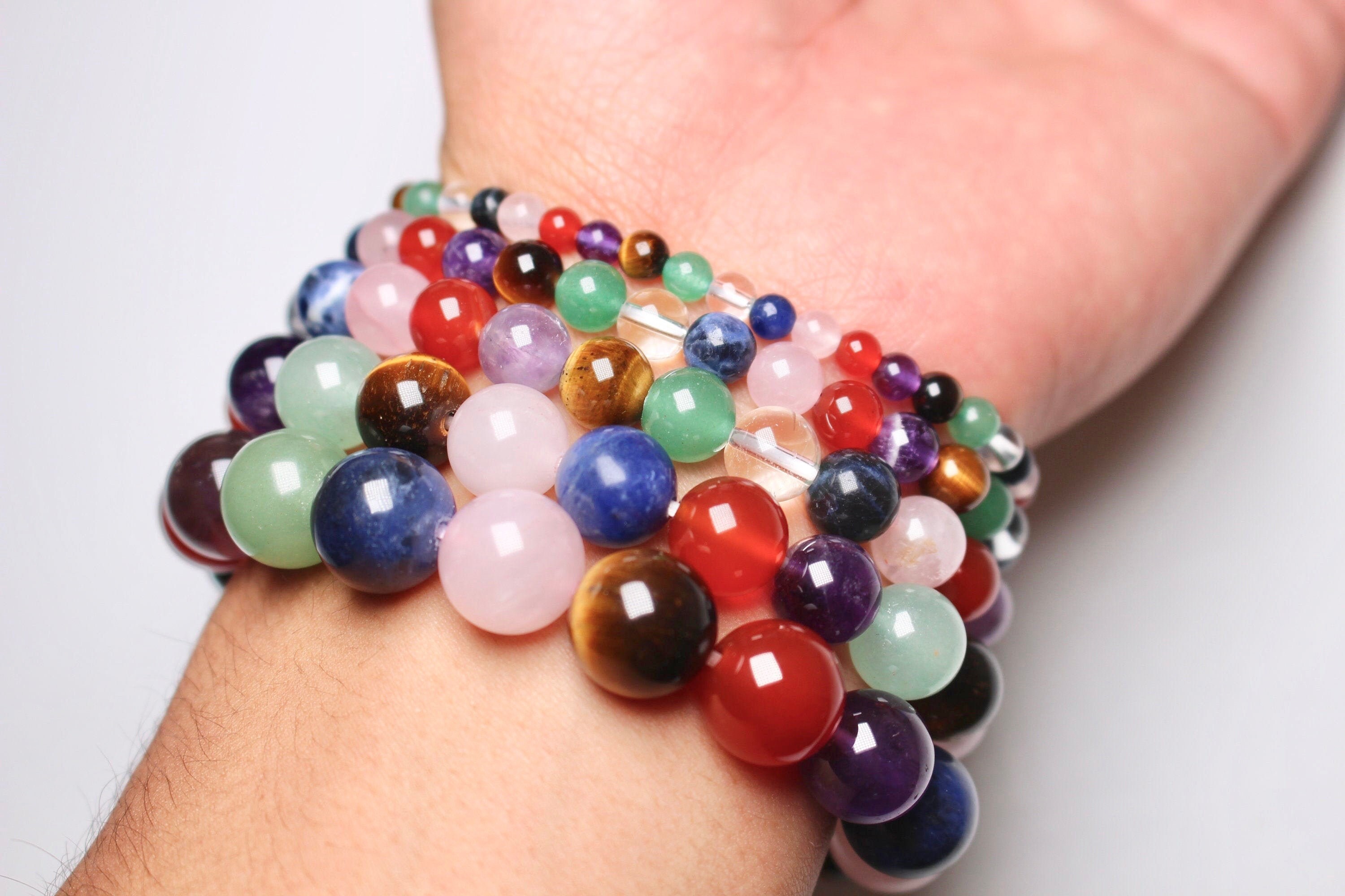7 chakra bracelet in natural pearls 4/6/8/10 mm 18-19 cm smooth and round semi-precious stone natural stone jewelry