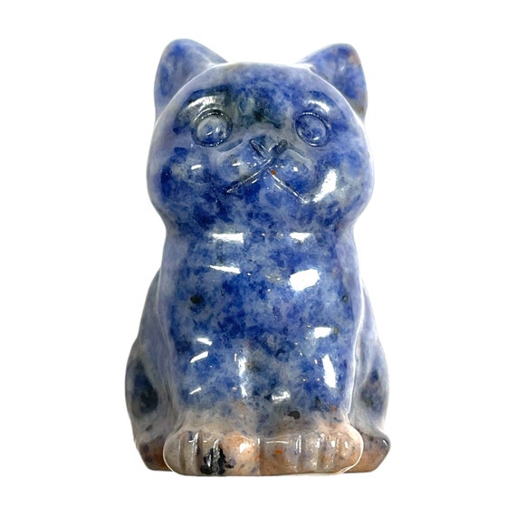 天然石ソーダライトパーツ　猫　No.2737 ソーダライト猫の置物 - Etsy 日本