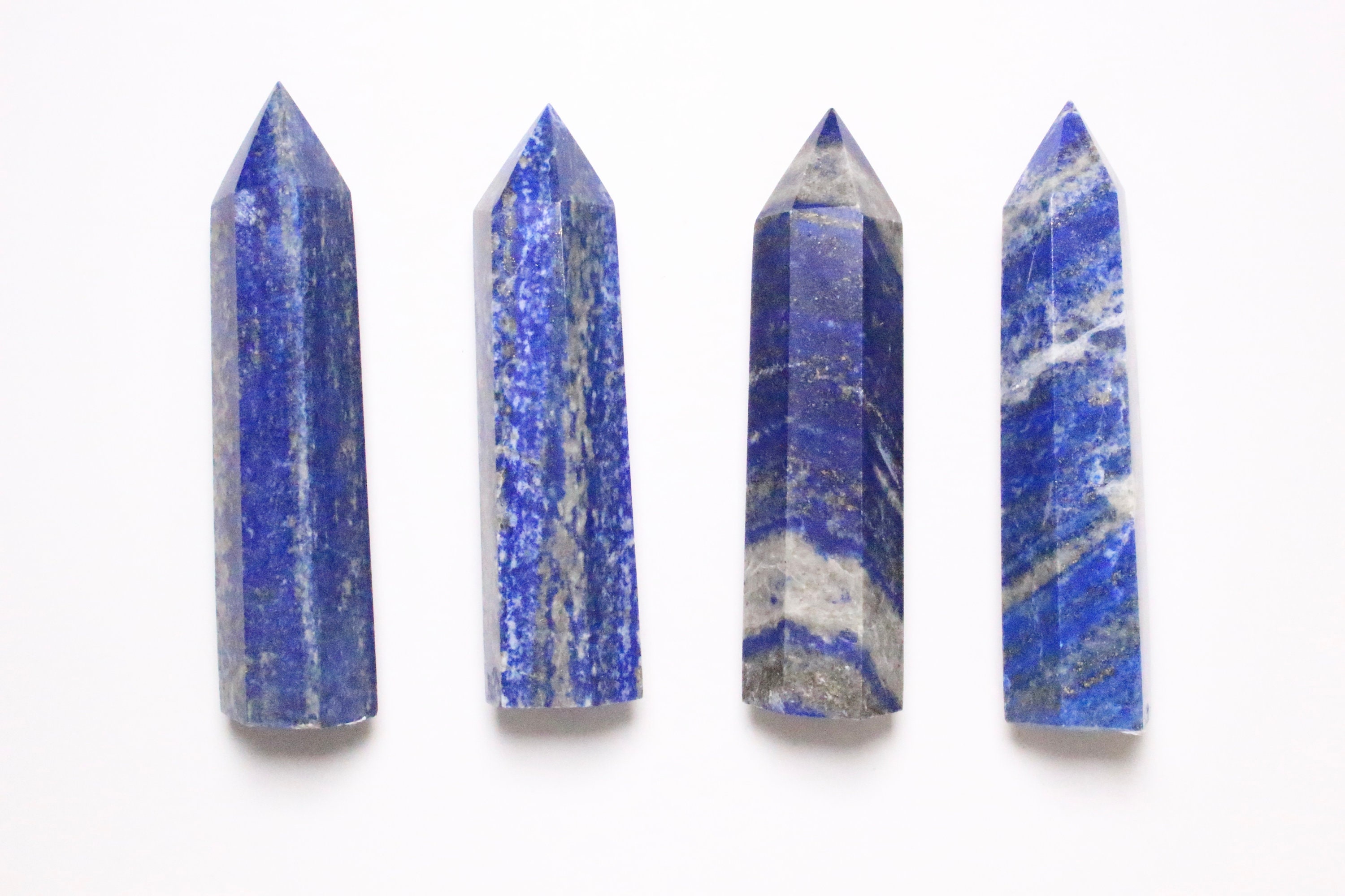 Pointe de Lapis Lazuli en Pierre Naturelle, Cristal Lapis, Baguette/Tour Semi Précieuse Guérison Rei