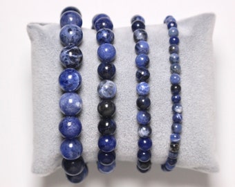 Sodalite bracelet in natural beads 4/6/8/10 mm 18-19 cm smooth and round semi-precious stone natural stone jewelry