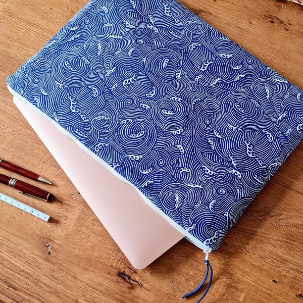 Housse d'ordinateur portable 13 à 15 pouces bleue hokusai