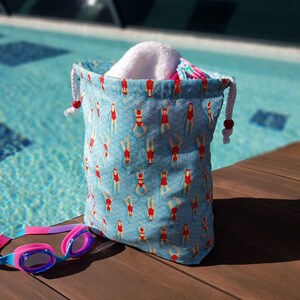 Sac étanche baigneuse bleu et rouge pour la piscine ou la plage image 6