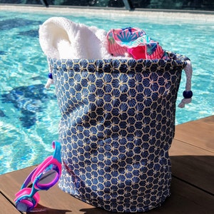 Wet swimsuit bag, beach bag, blue pool bag, diaper bag, zero waste