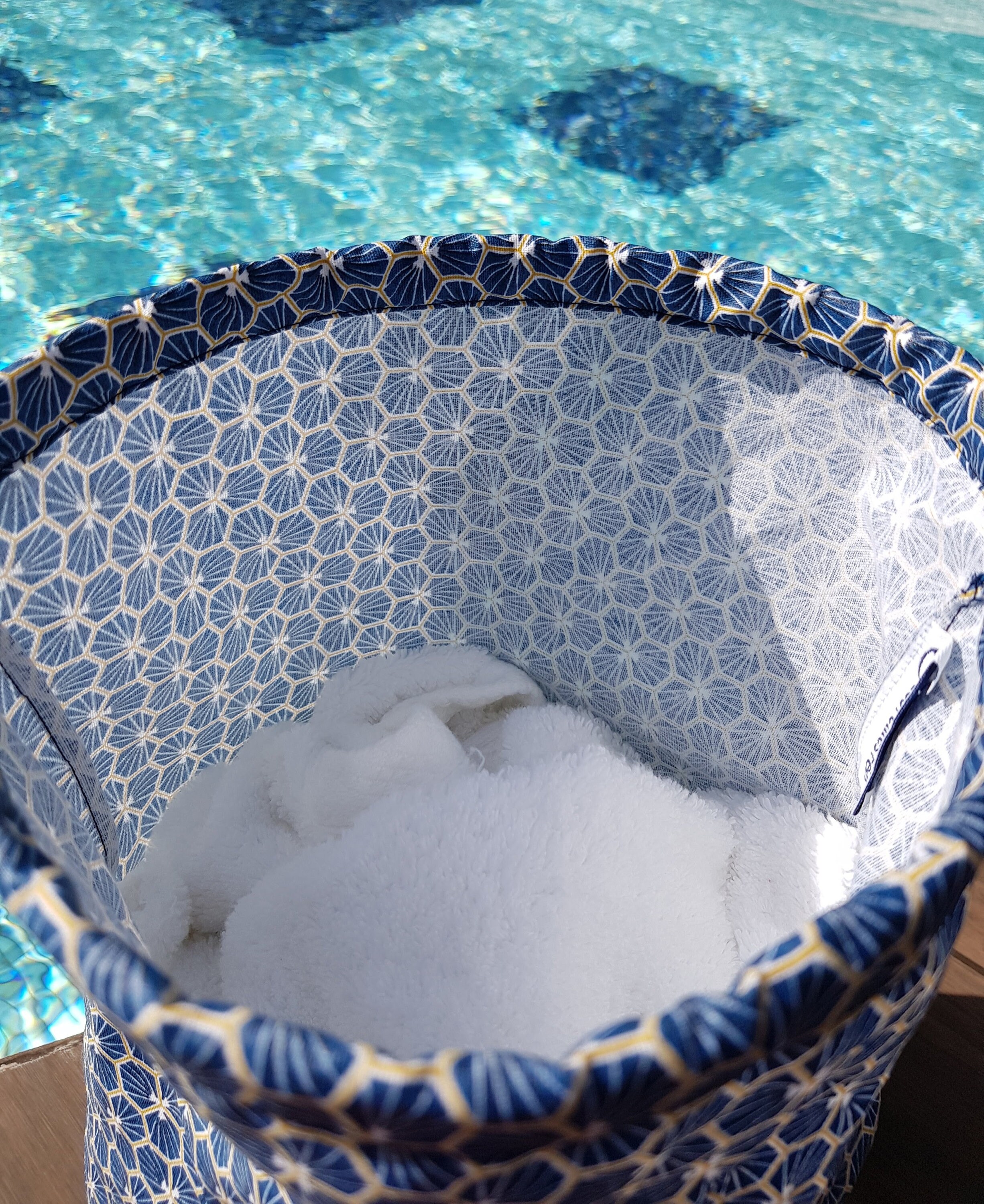 Bolsa impermeable de algodón revestido azul y turquesa para la piscina -   España
