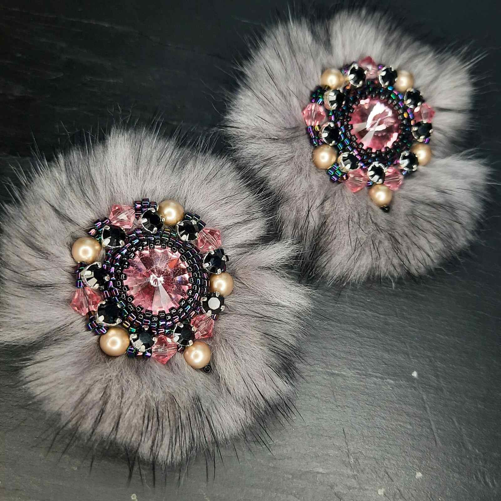 Earrings with natural fur Unusual jewelry Gift for a Etsy
