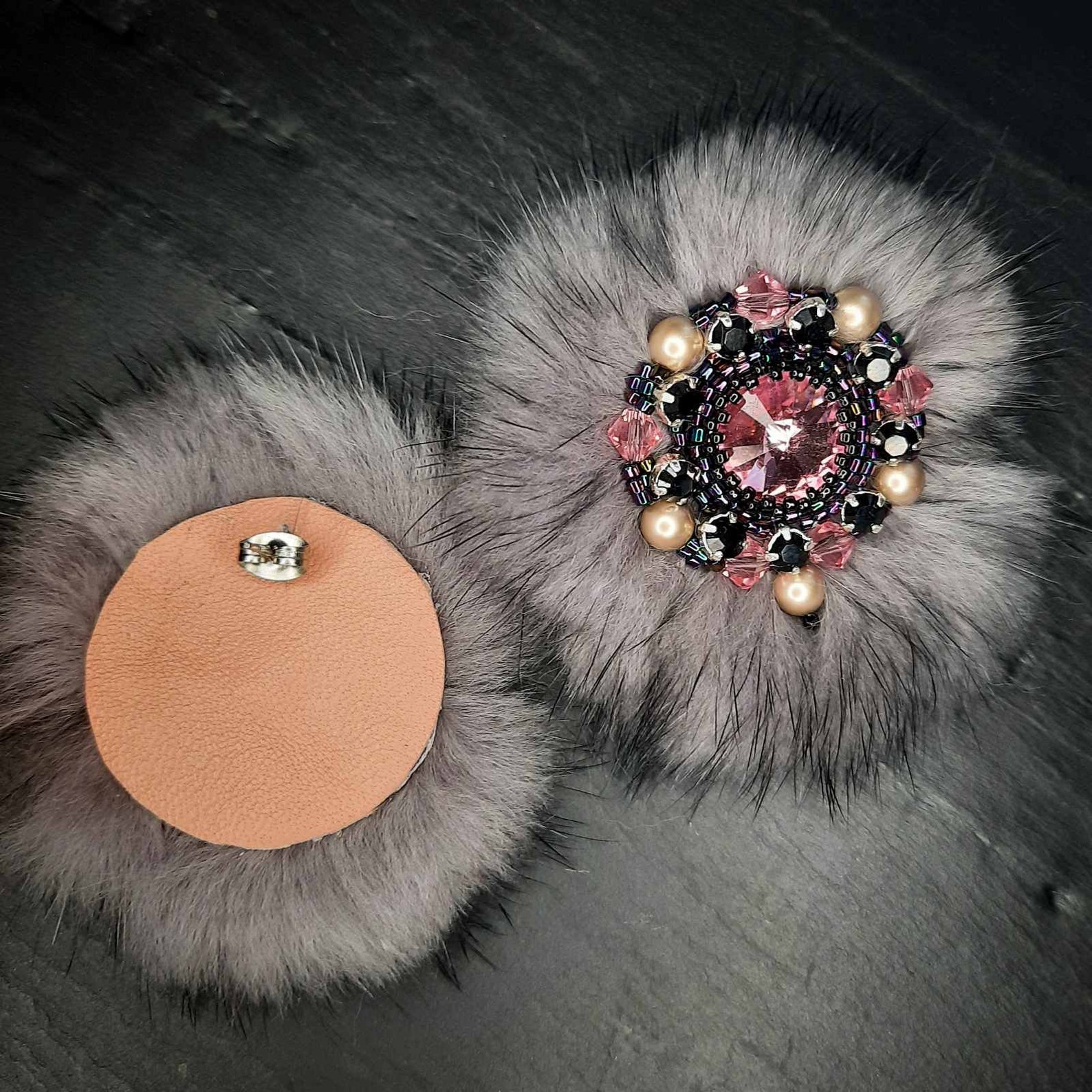 Earrings with natural fur Unusual jewelry Gift for a Etsy