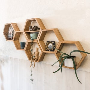 Hexagon Shelves | Honeycomb Shelf | Floating Hexagon Shelf | Wall Art | Geometry Shelves | Boho Decor