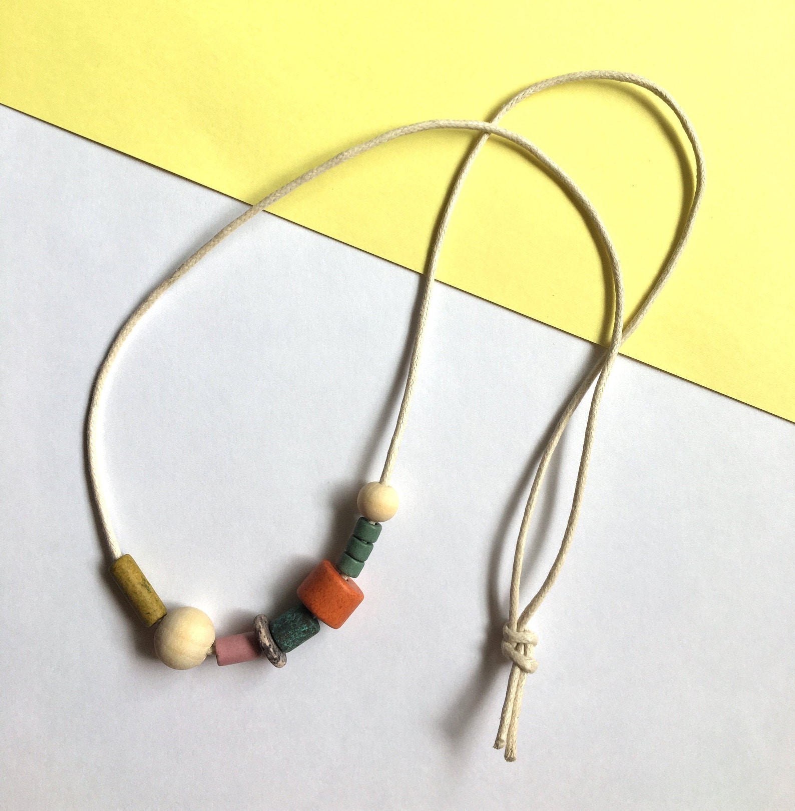 Minimal Ceramic Bead Necklace Spring - Etsy UK