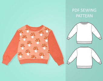 Easy Baby and Toddler Sweatshirt PDF Sewing Pattern, Size 0 Months - 6 Years Old