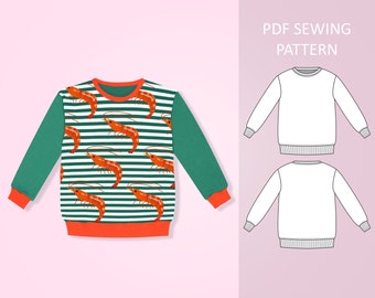 Kids Sweatshirt PDF Sewing Pattern, 9 - 14 Years Old