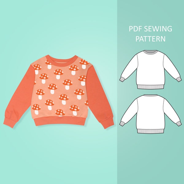 Easy Baby and Toddler Sweatshirt PDF Sewing Pattern, Size 0 Months - 6 Years Old