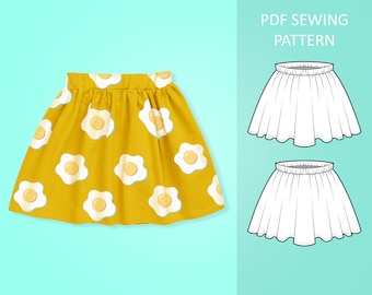 Easy Baby and Toddler Skirt PDF Sewing Pattern, Size 0 Months - 6 Years Old