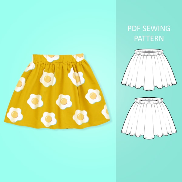 Easy Baby and Toddler Skirt PDF Sewing Pattern, Size 0 Months - 6 Years Old