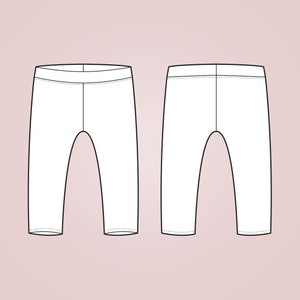 Könnte beinhalten: Eine weiße Leggings mit schlichtem Design. Die Leggings wird von vorne und hinten gezeigt.