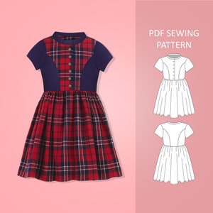 Girls Dress PDF Sewing Pattern, Size 4 - 9 Years Old
