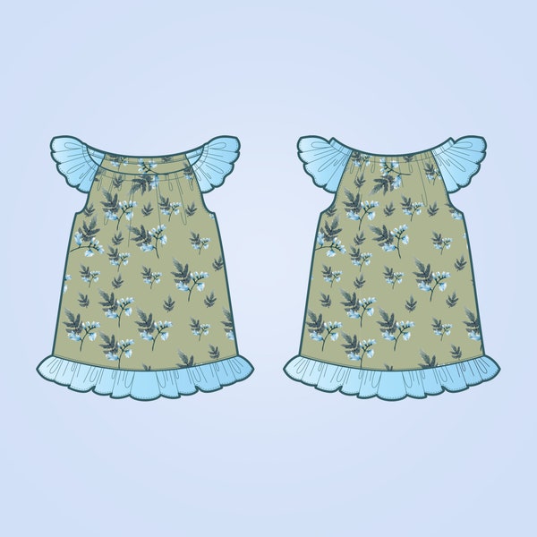 Simple Flutter Pillowcase Dress Sewing Pattern PDF For Babies, Toddlers and Kids, Age 0 - 6