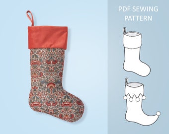 Christmas Stocking PDF Sewing Pattern Sizes XS - XL