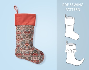 Christmas Stocking PDF Sewing Pattern Sizes XS - XL