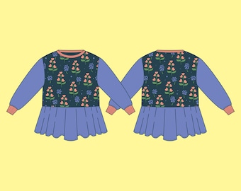 Beginner Kids Sweatshirt Dress PDF Sewing Pattern, 0 Months - 6 Years Old