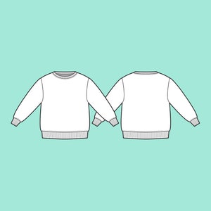 Sweatshirt PDF Schnittmuster, Größe 0 Monate-6 Jahre alt