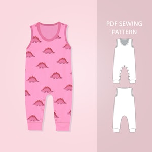 Easy Baby and Toddler Tank Top Romper PDF Sewing Pattern, Size 0 Months - 6 Years Old