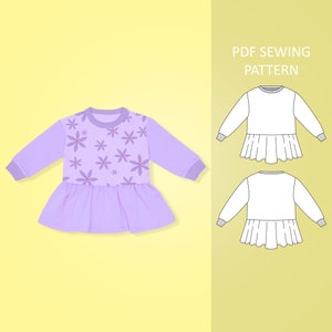 Baby and Toddler Sweatshirt Dress PDF Sewing Pattern, 0 Months - 6 Years Old