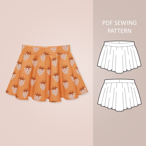 Circle Skirt Sewing Pattern PDF For Babies, Toddlers and Kids, Age 0 - 6