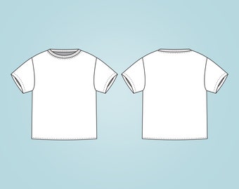 Kids Short Sleeve T-shirt PDF Sewing Pattern, Size 0 Months - 6 Years Old