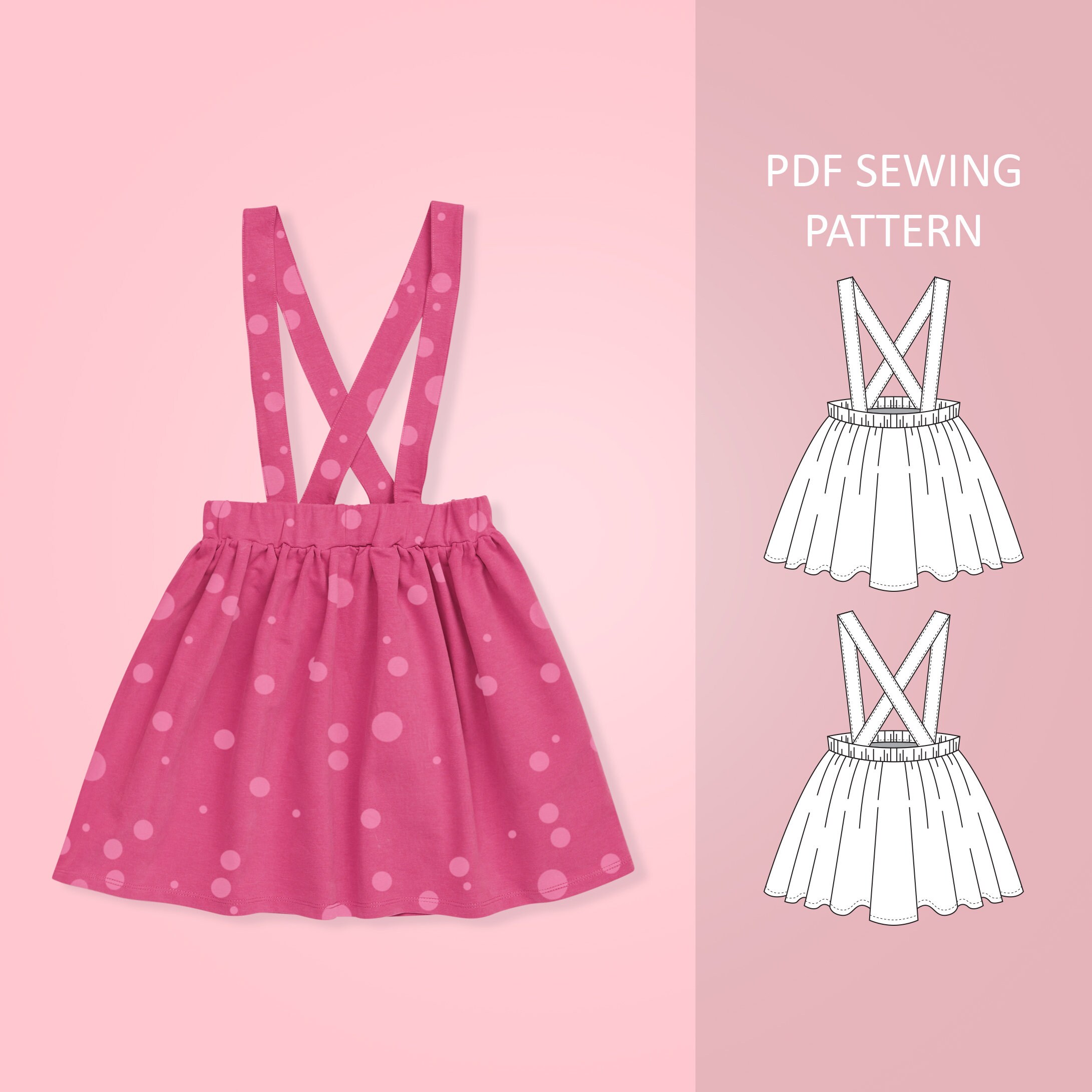 Easy Baby and Toddler Suspender Skirt PDF Sewing Pattern, Size 0 Mont…